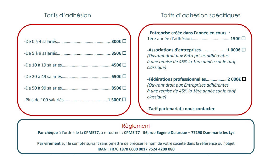 tarifs cpme77